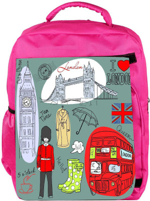 

Snoogg Eco Friendly Canvas London Doodles Backpack Rucksack School Travel Unisex Casual Canvas Bag Bookbag Satchel 5 L Backpack(Pink)