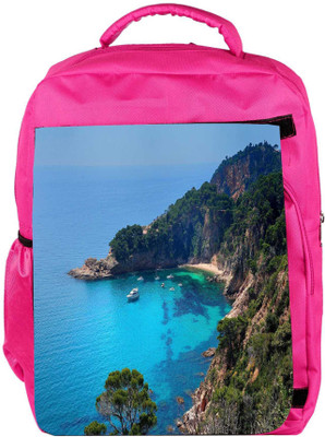 

Snoogg Eco Friendly Canvas Boats On Sea Designer Backpack Rucksack School Travel Unisex Casual Canvas Bag Bookbag Satchel 5 L Backpack(Pink)
