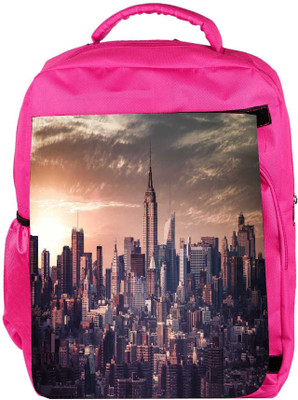 

Snoogg Eco Friendly Canvas Pin Point Building Designer Backpack Rucksack School Travel Unisex Casual Canvas Bag Bookbag Satchel 5 L Backpack(Pink)