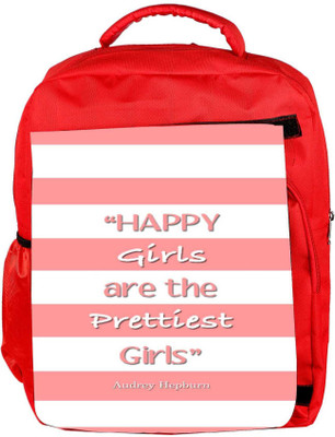 

Snoogg Eco Friendly Canvas Happy Girls Are The Prettiest Girls Backpack Rucksack School Travel Unisex Casual Canvas Bag Bookbag Satchel 5 L Backpack(Red)