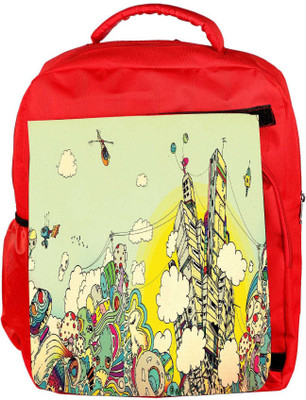 

Snoogg Eco Friendly Canvas Colorful City Drawing Designer Backpack Rucksack School Travel Unisex Casual Canvas Bag Bookbag Satchel 5 L Backpack(Red)