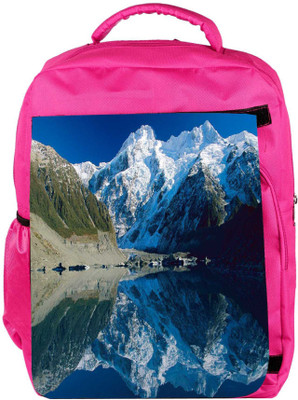 

Snoogg Eco Friendly Canvas White Mountain Designer Backpack Rucksack School Travel Unisex Casual Canvas Bag Bookbag Satchel 5 L Backpack(Pink)