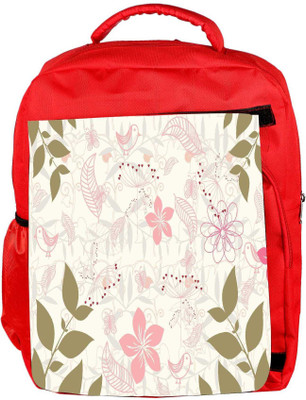 

Snoogg Eco Friendly Canvas Green Leaf White Pattern Designer Backpack Rucksack School Travel Unisex Casual Canvas Bag Bookbag Satchel 5 L Backpack(Red)