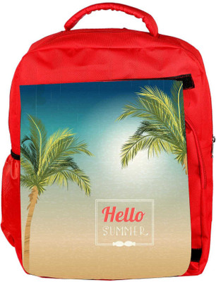 

Snoogg Eco Friendly Canvas Summer Vector Illustration With Palm Tree Backpack Rucksack School Travel Unisex Casual Canvas Bag Bookbag Satchel 5 L Backpack(Red)