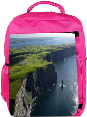 

Snoogg Eco Friendly Canvas Green Mountain And Ocean Designer Backpack Rucksack School Travel Unisex Casual Canvas Bag Bookbag Satchel 5 L Backpack(Pink)