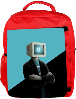 

Snoogg Eco Friendly Canvas Monitor Head Man 2880 Backpack Rucksack School Travel Unisex Casual Canvas Bag Bookbag Satchel 5 L Backpack(Red)