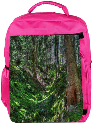 

Snoogg Eco Friendly Canvas Green Forest Designer Backpack Rucksack School Travel Unisex Casual Canvas Bag Bookbag Satchel 5 L Backpack(Pink)