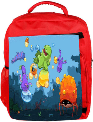 

Snoogg Eco Friendly Canvas Monster Kids Playing 2658 Backpack Rucksack School Travel Unisex Casual Canvas Bag Bookbag Satchel 5 L Backpack(Red)