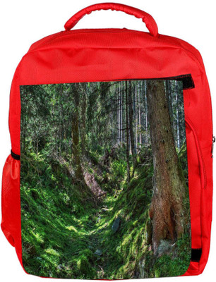

Snoogg Eco Friendly Canvas Green Forest Designer Backpack Rucksack School Travel Unisex Casual Canvas Bag Bookbag Satchel 5 L Backpack(Red)