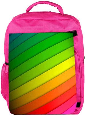 

Snoogg Eco Friendly Canvas Colorful Strips Designer Backpack Rucksack School Travel Unisex Casual Canvas Bag Bookbag Satchel 5 L Backpack(Pink)