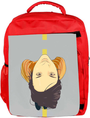 

Snoogg Eco Friendly Canvas Girl Walking On The Road 2781 Backpack Rucksack School Travel Unisex Casual Canvas Bag Bookbag Satchel 5 L Backpack(Red)