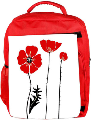 

Snoogg Eco Friendly Canvas Stylish Red And Black Poppies On White Background Backpack Rucksack School Travel Unisex Casual Canvas Bag Bookbag Satchel 5 L Backpack(Red)