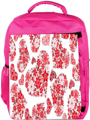 

Snoogg Eco Friendly Canvas Floral Hearts Holiday Designer Backpack Rucksack School Travel Unisex Casual Canvas Bag Bookbag Satchel 5 L Backpack(Pink)