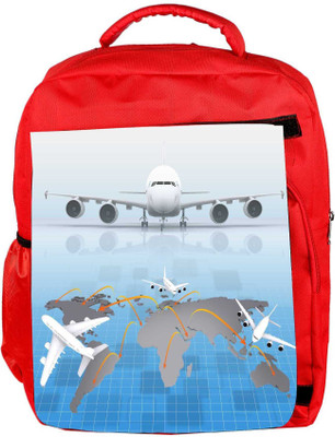 

Snoogg Eco Friendly Canvas Airplane Around The World Backpack Rucksack School Travel Unisex Casual Canvas Bag Bookbag Satchel 5 L Backpack(Red)