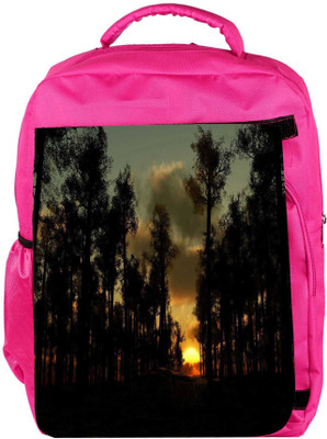 

Snoogg Eco Friendly Canvas Sunset In Forest Designer Backpack Rucksack School Travel Unisex Casual Canvas Bag Bookbag Satchel 5 L Backpack(Pink)