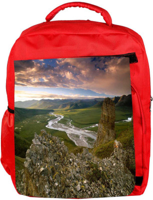 

Snoogg Eco Friendly Canvas Abstarct Nature Designer Backpack Rucksack School Travel Unisex Casual Canvas Bag Bookbag Satchel 5 L Backpack(Red)