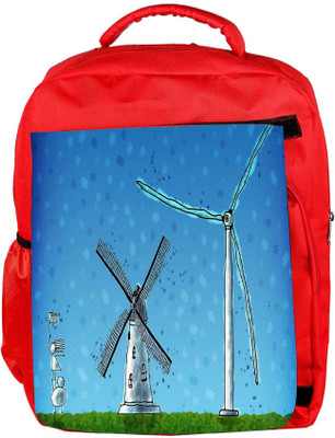 

Snoogg Eco Friendly Canvas Windmill Designer Backpack Rucksack School Travel Unisex Casual Canvas Bag Bookbag Satchel 5 L Backpack(Red)
