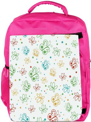 

Snoogg Eco Friendly Canvas Abstract Multicolor Butterflies Designer Backpack Rucksack School Travel Unisex Casual Canvas Bag Bookbag Satchel 5 L Backpack(Pink)