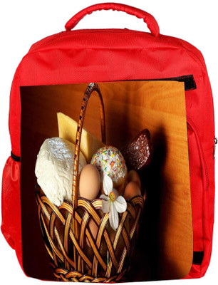 

Snoogg Eco Friendly Canvas Basket Of Gift Designer Backpack Rucksack School Travel Unisex Casual Canvas Bag Bookbag Satchel 5 L Backpack(Red)