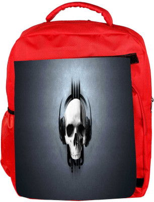 

Snoogg Eco Friendly Canvas Music Skull Headphones Designer Backpack Rucksack School Travel Unisex Casual Canvas Bag Bookbag Satchel 5 L Backpack(Red)