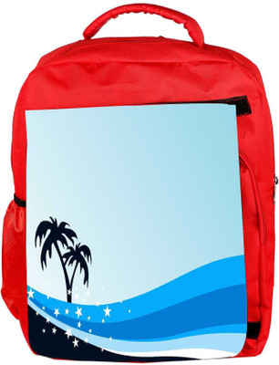 

Snoogg Eco Friendly Canvas Summer Background With Palm Tree And Blue Wave Backpack Rucksack School Travel Unisex Casual Canvas Bag Bookbag Satchel 5 L Backpack(Red)