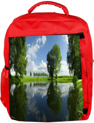 

Snoogg Eco Friendly Canvas Green Tree And Clouds Designer Backpack Rucksack School Travel Unisex Casual Canvas Bag Bookbag Satchel 5 L Backpack(Red)