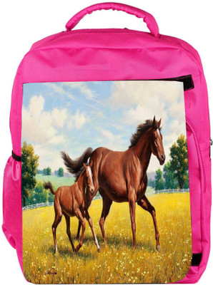 

Snoogg Eco Friendly Canvas Parental Horse Designer Backpack Rucksack School Travel Unisex Casual Canvas Bag Bookbag Satchel 5 L Backpack(Pink)
