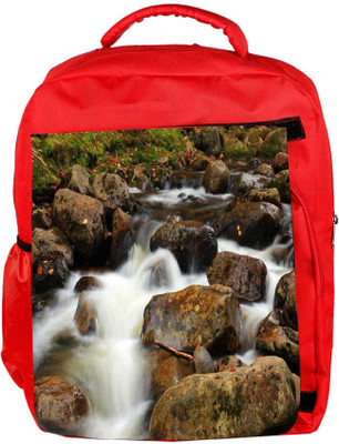 

Snoogg Eco Friendly Canvas White Water And Brown Stone Designer Backpack Rucksack School Travel Unisex Casual Canvas Bag Bookbag Satchel 5 L Backpack(Red)