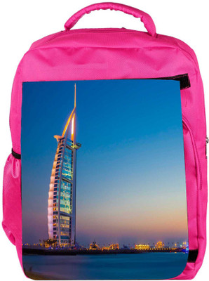 

Snoogg Eco Friendly Canvas Abstract Building Designer Backpack Rucksack School Travel Unisex Casual Canvas Bag Bookbag Satchel 5 L Backpack(Pink)