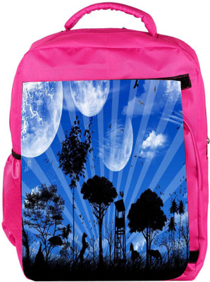 

Snoogg Eco Friendly Canvas Abstract Blue Nature Designer Backpack Rucksack School Travel Unisex Casual Canvas Bag Bookbag Satchel 5 L Backpack(Pink)