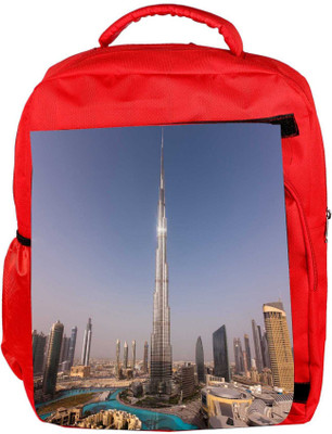 

Snoogg Eco Friendly Canvas Burj Khalifa Designer Backpack Rucksack School Travel Unisex Casual Canvas Bag Bookbag Satchel 5 L Backpack(Red)