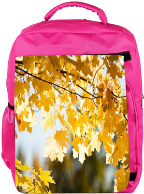 

Snoogg Eco Friendly Canvas Orange Leaves Designer Backpack Rucksack School Travel Unisex Casual Canvas Bag Bookbag Satchel 5 L Backpack(Pink)