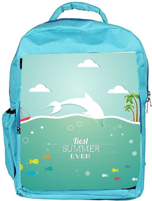 

Snoogg Eco Friendly Canvas Summer Vector Illustration With Fishes Clouds Sun Palm Trees Sea Islandsky Backpack Rucksack School Travel Unisex Casual Canvas Bag Bookbag Satchel 5 L Backpack(Blue)