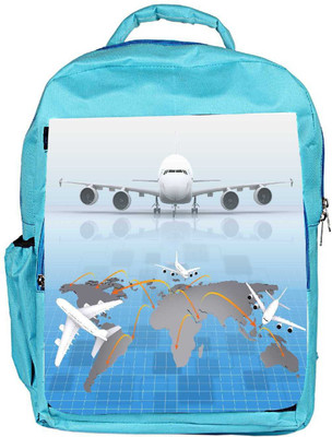 

Snoogg Eco Friendly Canvas Airplane Around The World Backpack Rucksack School Travel Unisex Casual Canvas Bag Bookbag Satchel 5 L Backpack(Blue)