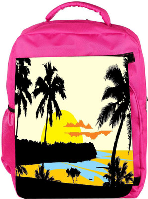 

Snoogg Eco Friendly Canvas Tropical Landscape Backpack Rucksack School Travel Unisex Casual Canvas Bag Bookbag Satchel 5 L Backpack(Pink)
