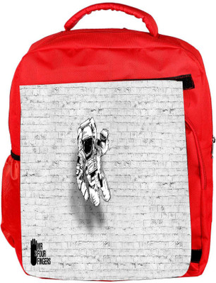 

Snoogg Eco Friendly Canvas Mr.Four Fingers Designer Backpack Rucksack School Travel Unisex Casual Canvas Bag Bookbag Satchel 5 L Backpack(Red)