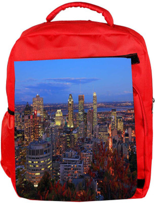 

Snoogg Eco Friendly Canvas Colorful City At Night Designer Backpack Rucksack School Travel Unisex Casual Canvas Bag Bookbag Satchel 5 L Backpack(Red)