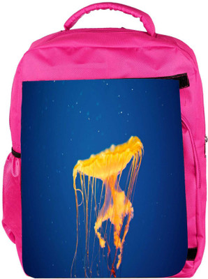 Snoogg Eco Friendly Canvas Jellyfish In Sea Designer Backpack Rucksack School Travel Unisex Casual Canvas Bag Bookbag Satchel 5 L Backpack(Pink)