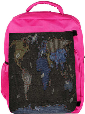 

Snoogg Eco Friendly Canvas Black And Golden Map Designer Backpack Rucksack School Travel Unisex Casual Canvas Bag Bookbag Satchel 5 L Backpack(Pink)