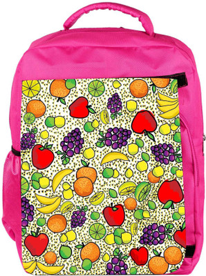 

Snoogg Eco Friendly Canvas Plenty Of Fruits Designer Backpack Rucksack School Travel Unisex Casual Canvas Bag Bookbag Satchel 5 L Backpack(Pink)