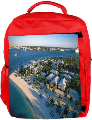 

Snoogg Eco Friendly Canvas White Beach Houses Designer Backpack Rucksack School Travel Unisex Casual Canvas Bag Bookbag Satchel 5 L Backpack(Red)