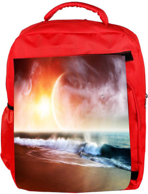 

Snoogg Eco Friendly Canvas Beach View Designer Backpack Rucksack School Travel Unisex Casual Canvas Bag Bookbag Satchel 5 L Backpack(Red)