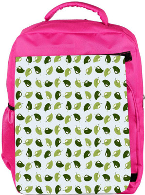 

Snoogg Eco Friendly Canvas Green Multiple Leaves Designer Backpack Rucksack School Travel Unisex Casual Canvas Bag Bookbag Satchel 5 L Backpack(Pink)