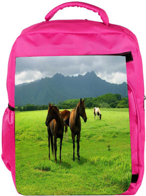 

Snoogg Eco Friendly Canvas White Horses Designer Backpack Rucksack School Travel Unisex Casual Canvas Bag Bookbag Satchel 5 L Backpack(Pink)