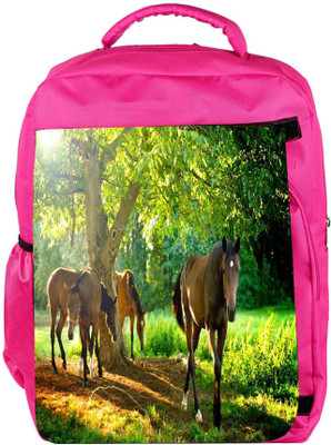 

Snoogg Eco Friendly Canvas Brown Horse Designer Backpack Rucksack School Travel Unisex Casual Canvas Bag Bookbag Satchel 5 L Backpack(Pink)