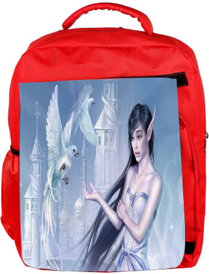 

Snoogg Eco Friendly Canvas Elf Girl Designer Backpack Rucksack School Travel Unisex Casual Canvas Bag Bookbag Satchel 5 L Backpack(Red)