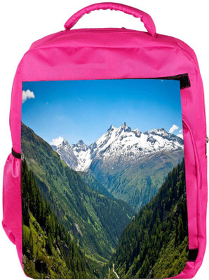 

Snoogg Eco Friendly Canvas White Mounatins Designer Backpack Rucksack School Travel Unisex Casual Canvas Bag Bookbag Satchel 5 L Backpack(Pink)