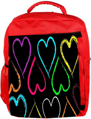 

Snoogg Eco Friendly Canvas Neon Hearts Designer Backpack Rucksack School Travel Unisex Casual Canvas Bag Bookbag Satchel 5 L Backpack(Red, Black)