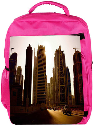 

Snoogg Eco Friendly Canvas Roads In Dubai Designer Backpack Rucksack School Travel Unisex Casual Canvas Bag Bookbag Satchel 5 L Backpack(Pink)