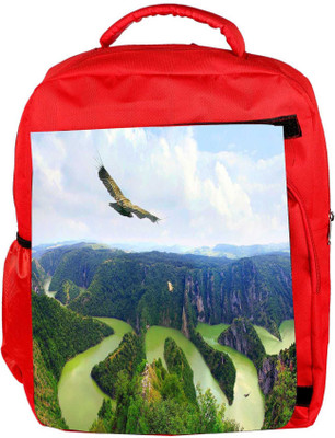 

Snoogg Eco Friendly Canvas Eagle Flying Designer Backpack Rucksack School Travel Unisex Casual Canvas Bag Bookbag Satchel 5 L Backpack(Red)